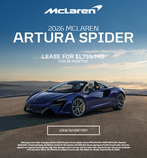 Special offer on 2026 McLaren Artura Spider 2026 McLaren Artura Spider